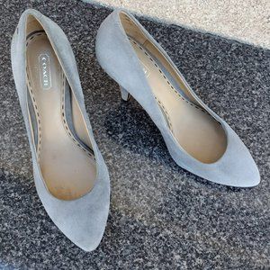 EUC "Finley" Gray Genuine Leather Suede Pumps 4" Heels Size 8.5B by Coach